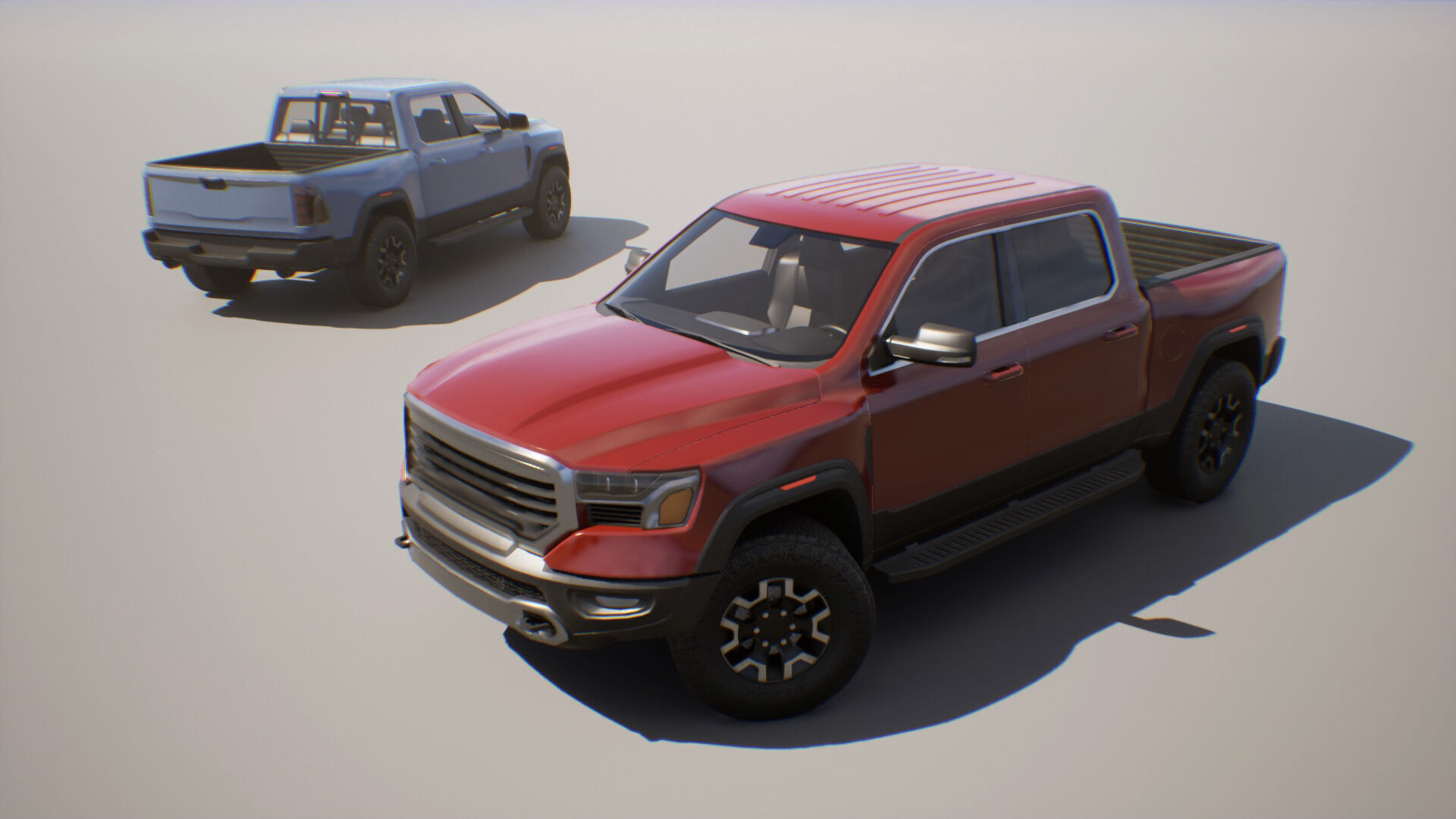 Pickup Truck 1 - Dodge Ram - Game Ready Vehicle Low-poly 3D model_3
