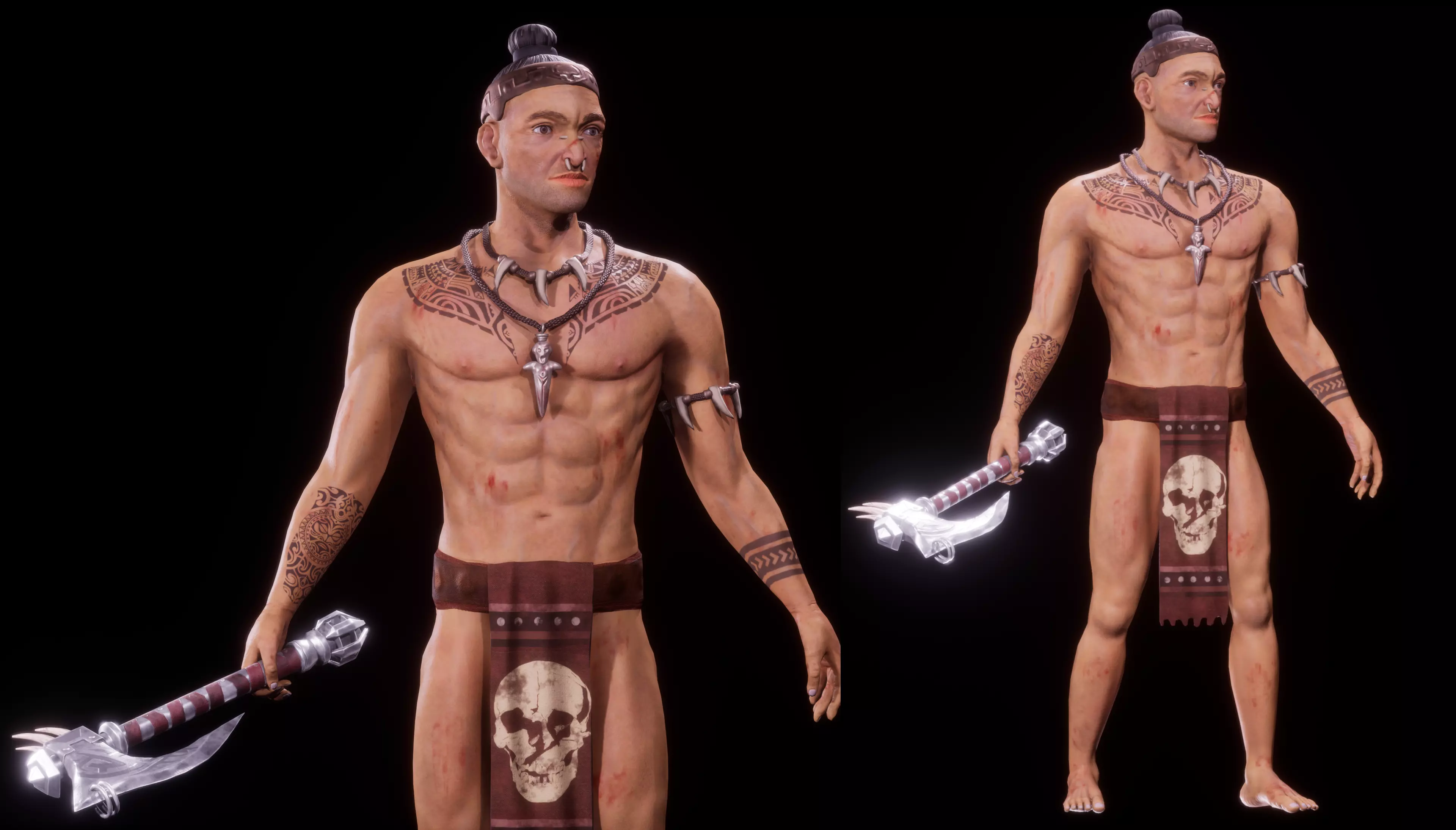 Tribal Character Low-poly 3D model_0