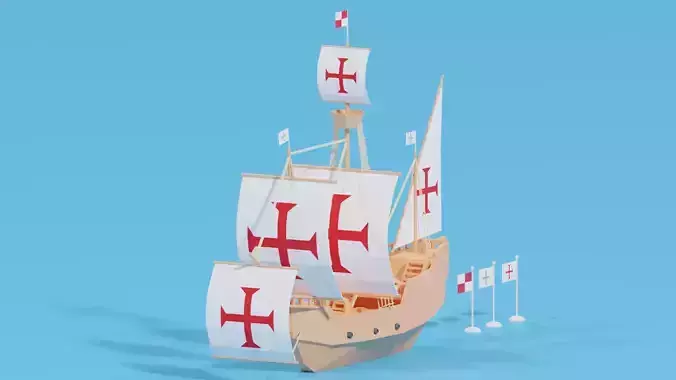 Cartoon Santa Maria Ship Low-poly 3D model
