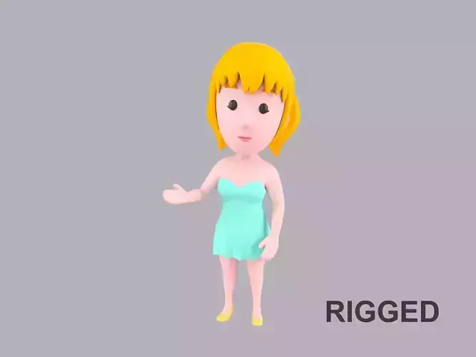  Cartoon Female Character Rigged 023