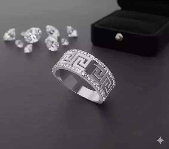 Greek Key Eternity Band