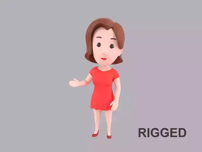  Cartoon Female Character Rigged 024