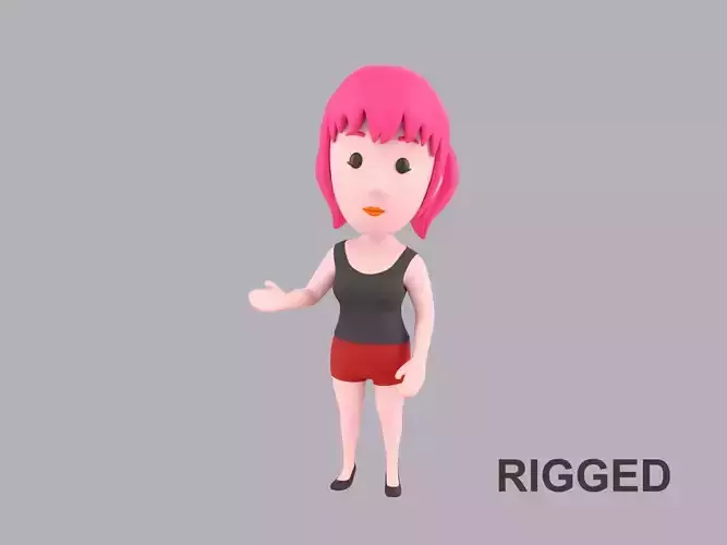  Cartoon Female Character Rigged 025