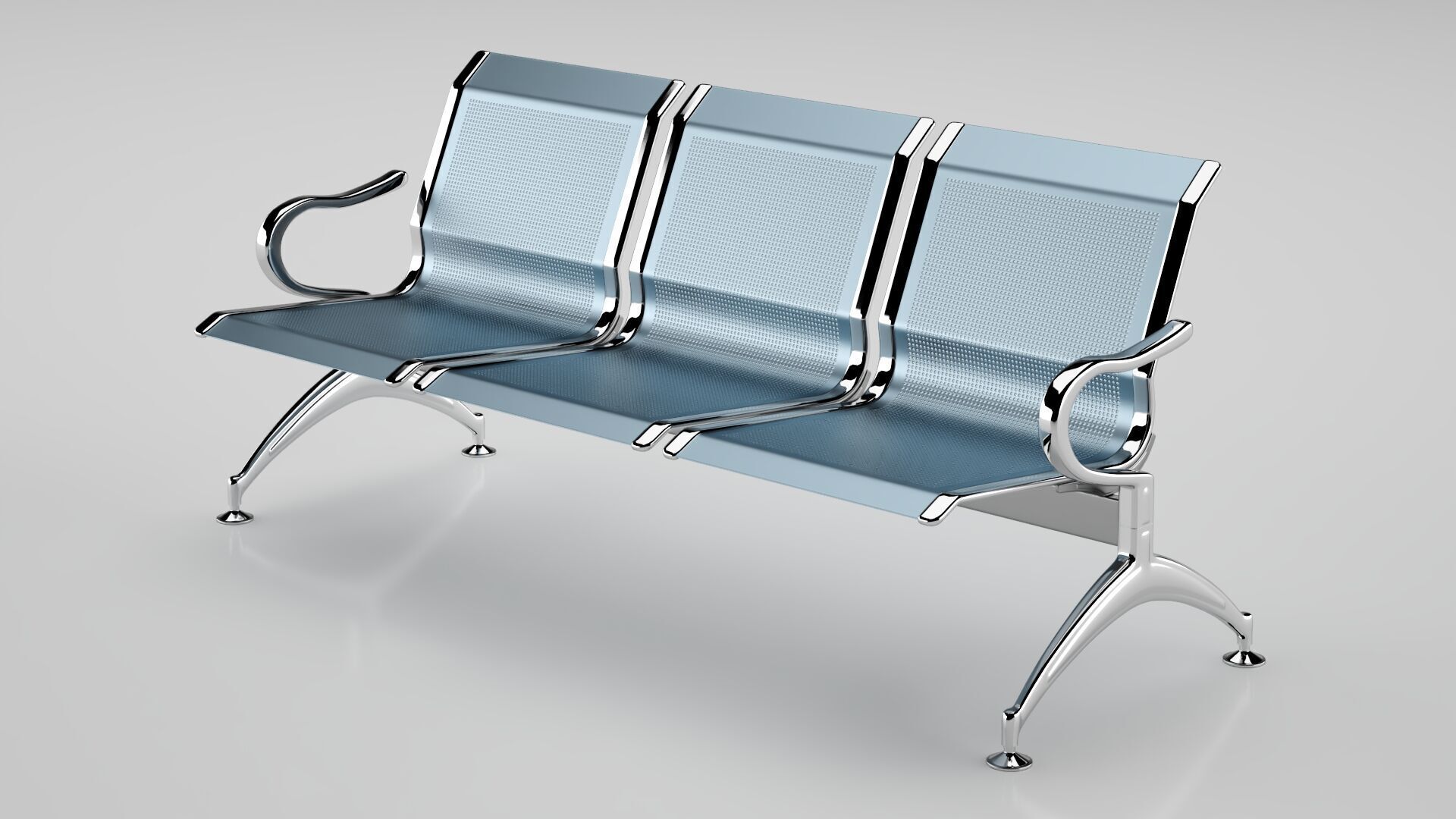 Waiting Iron Bench Chair 3D model_7