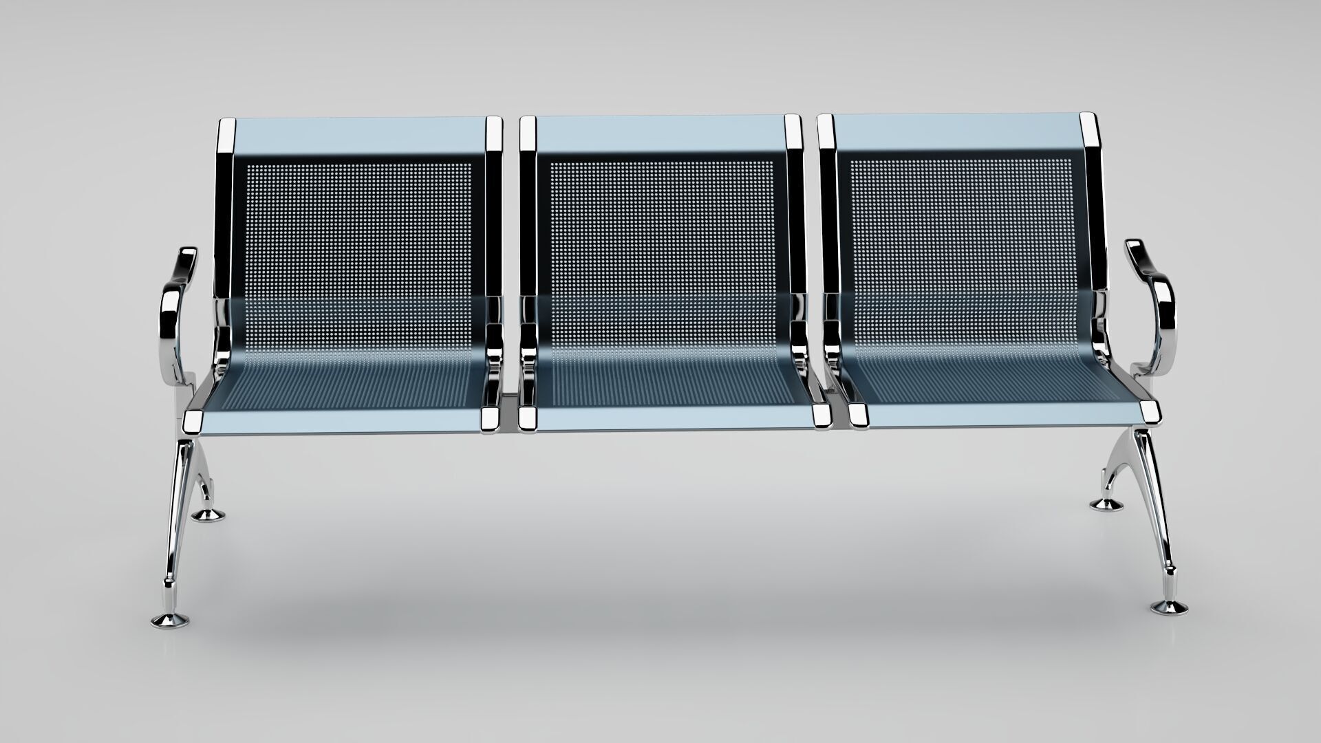 Waiting Iron Bench Chair 3D model_1