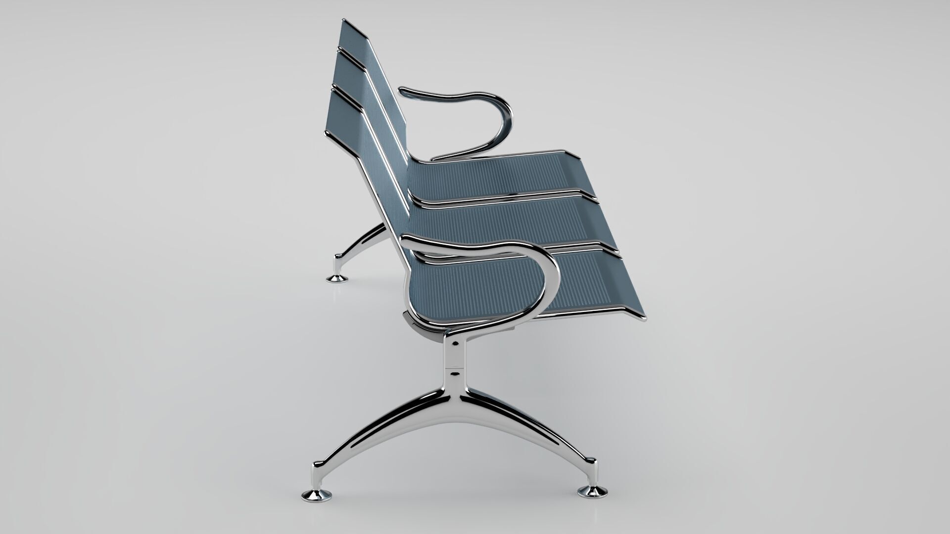 Waiting Iron Bench Chair 3D model_2