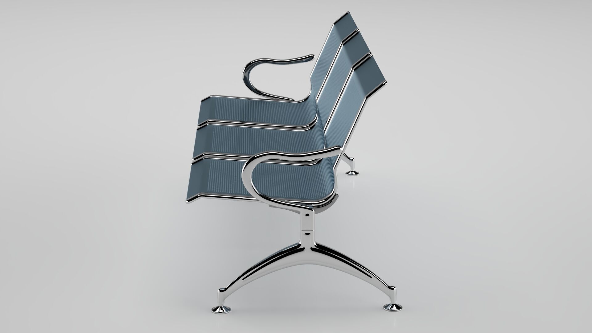 Waiting Iron Bench Chair 3D model_6