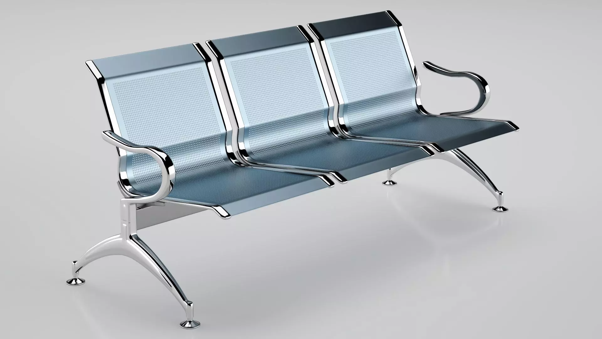 Waiting Iron Bench Chair 3D model_0