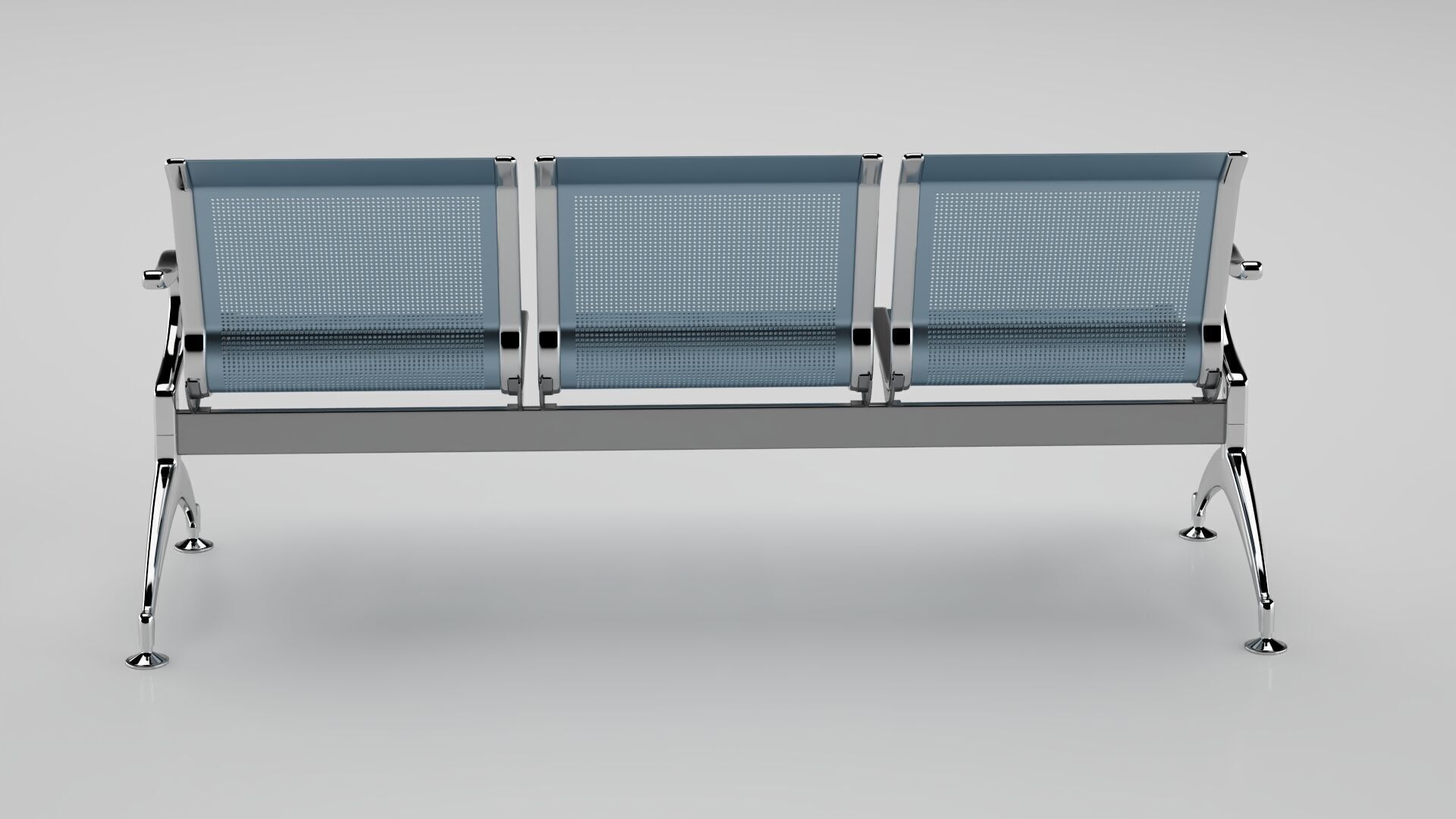 Waiting Iron Bench Chair 3D model_4