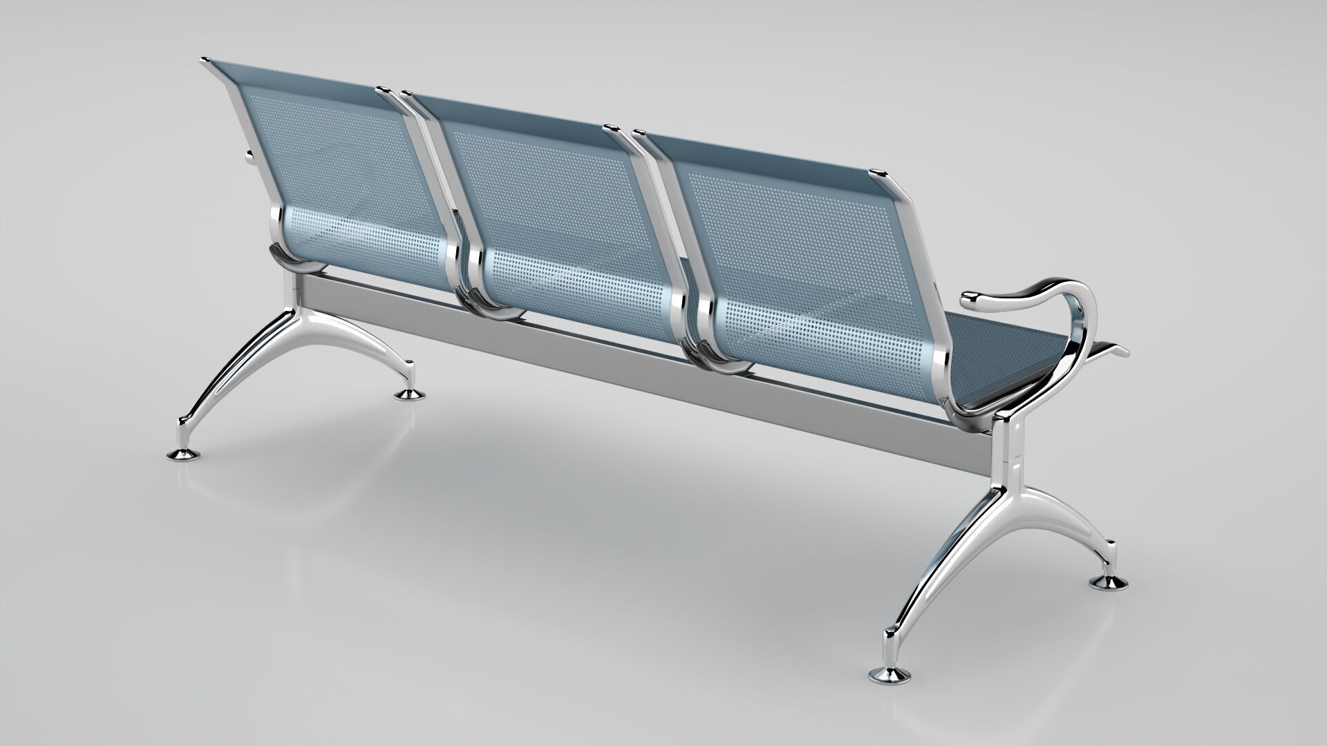 Waiting Iron Bench Chair 3D model_3