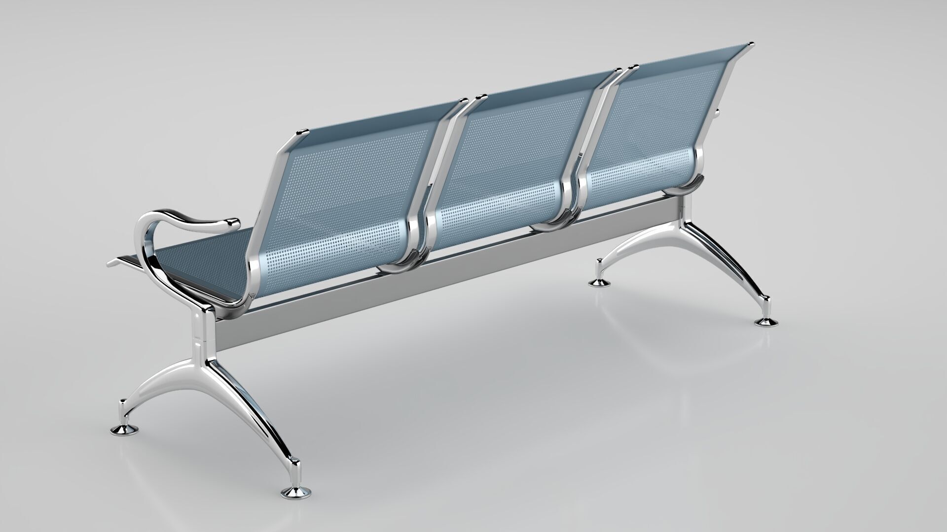 Waiting Iron Bench Chair 3D model_5