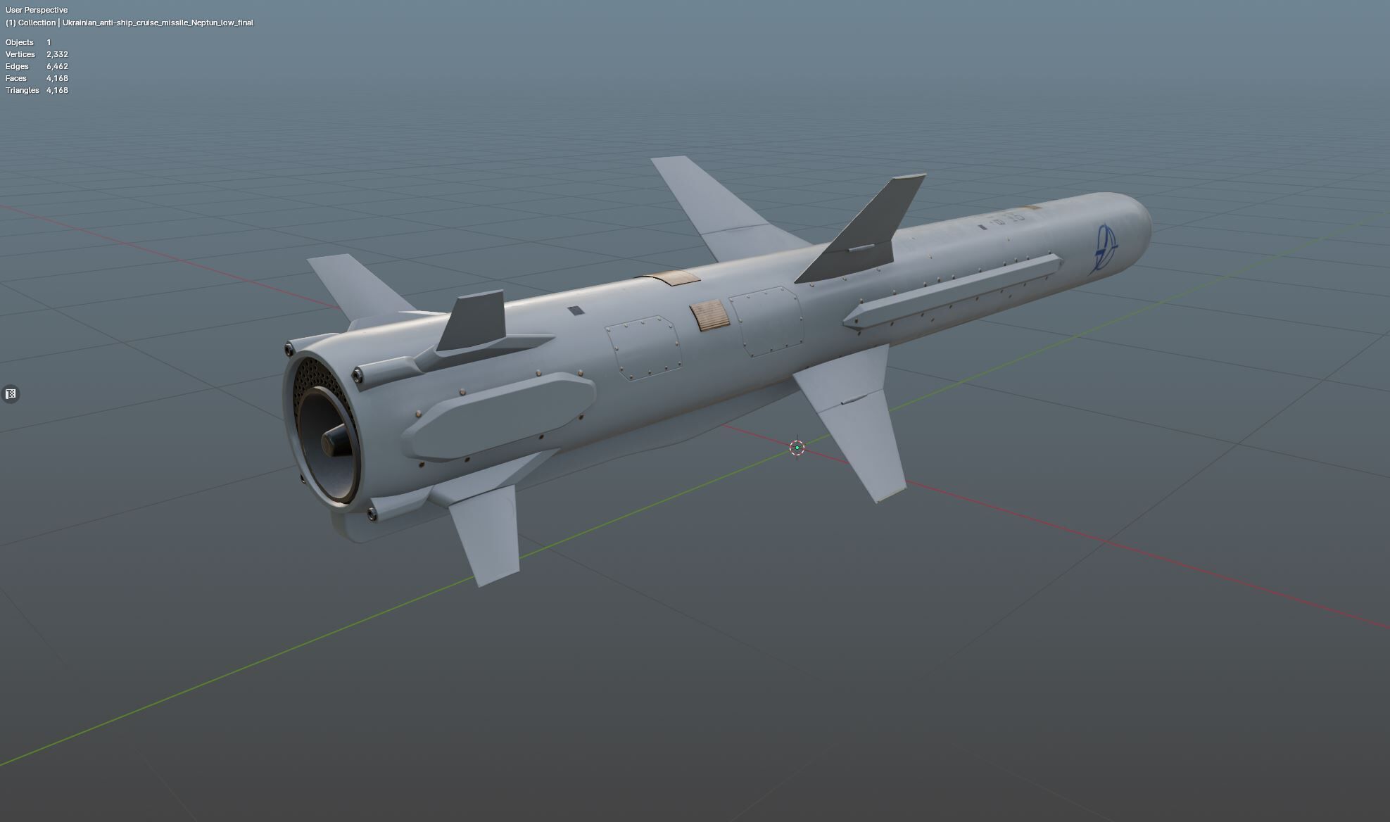 Ukrainian subsonic cruise missile R 360 Neptune Low-poly 3D model_15