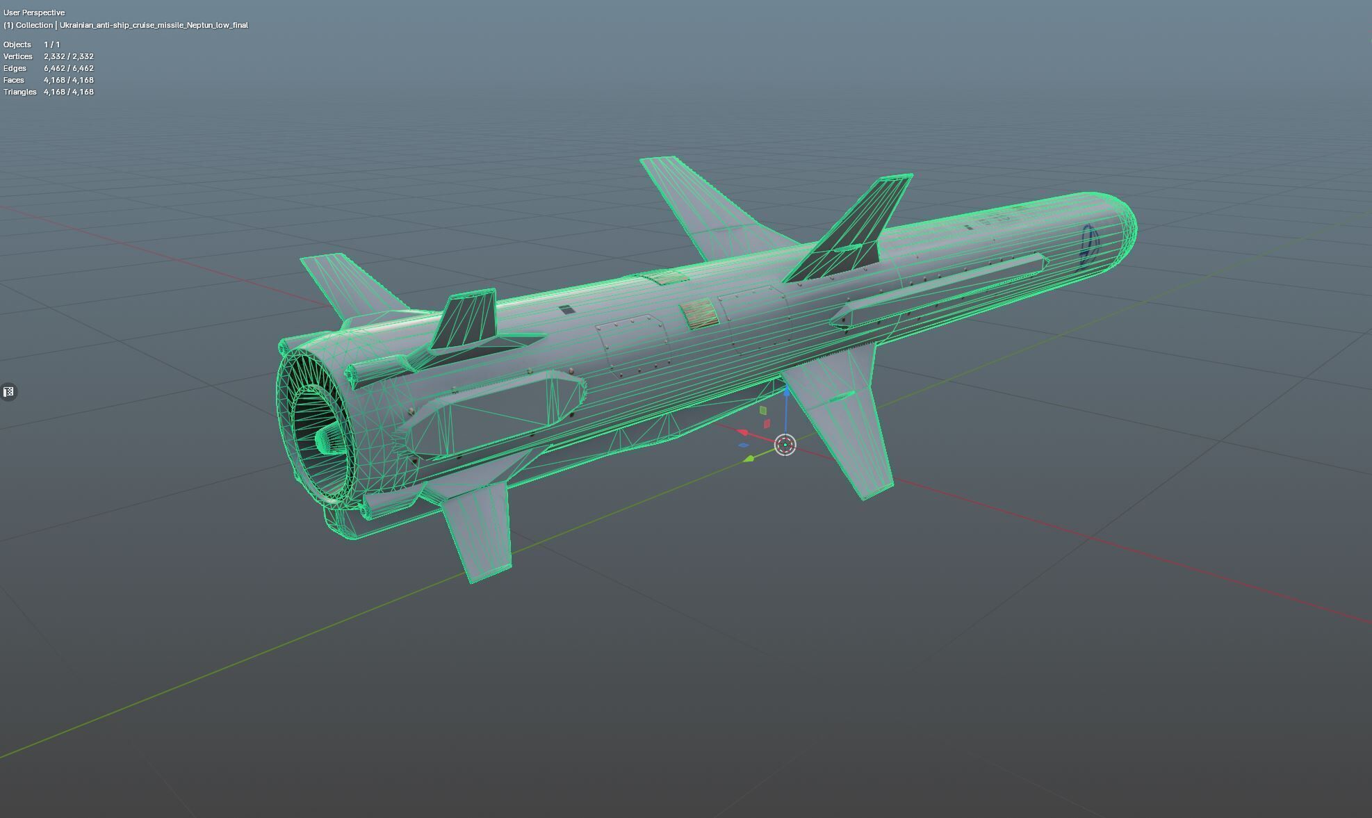Ukrainian subsonic cruise missile R 360 Neptune Low-poly 3D model_16