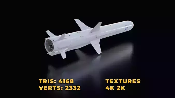 Ukrainian subsonic cruise missile R 360 Neptune Low-poly 3D model