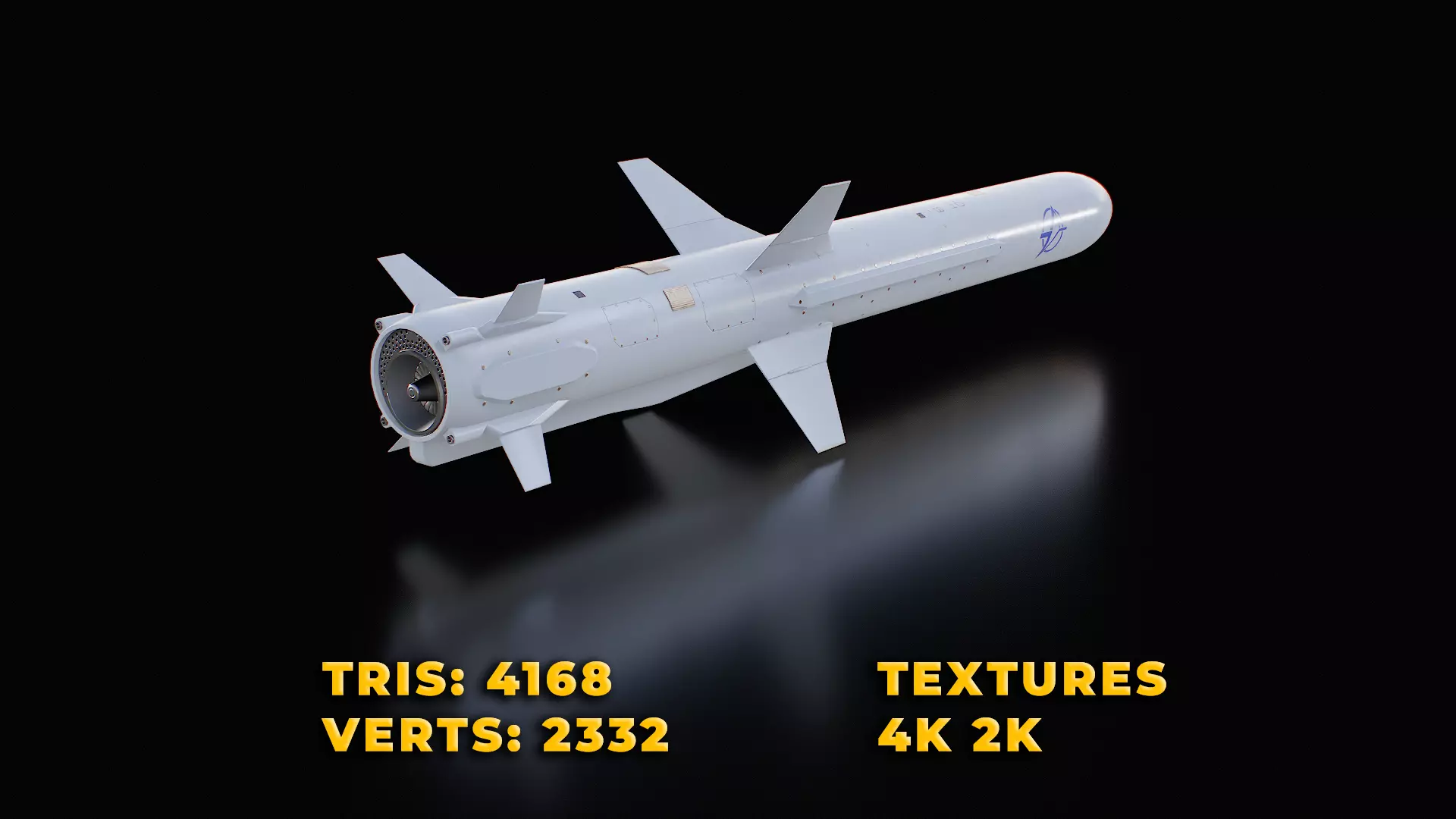 Ukrainian subsonic cruise missile R 360 Neptune Low-poly 3D model_0