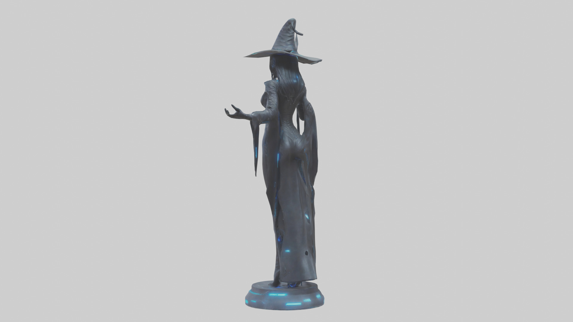 Futuristic Witch statue model Low-poly 3D model_2