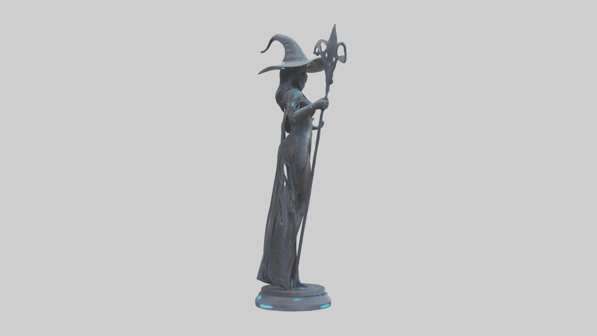 Futuristic Witch statue model Low-poly 3D model_13