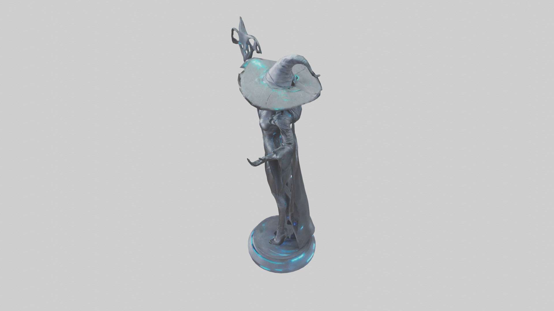 Futuristic Witch statue model Low-poly 3D model_17