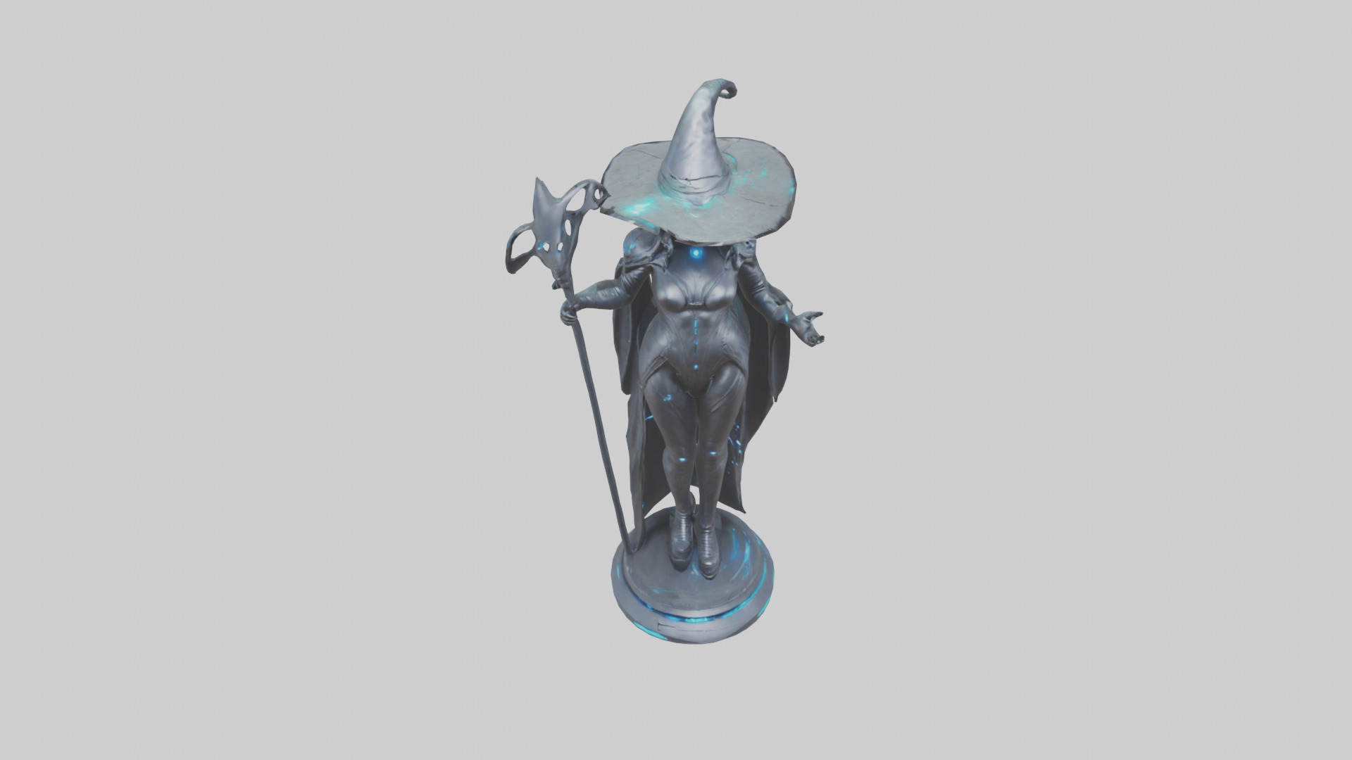 Futuristic Witch statue model Low-poly 3D model_16