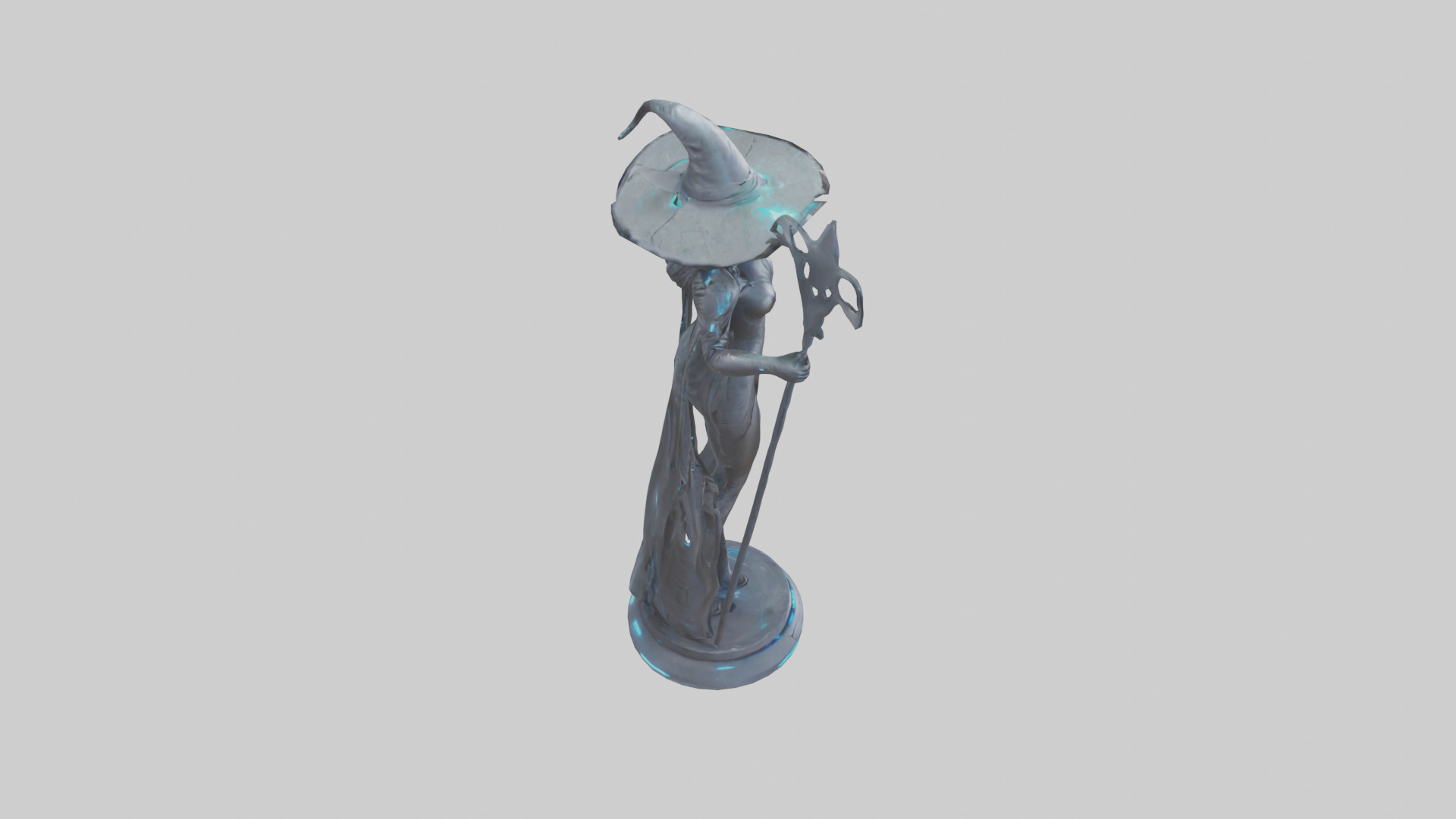 Futuristic Witch statue model Low-poly 3D model_18