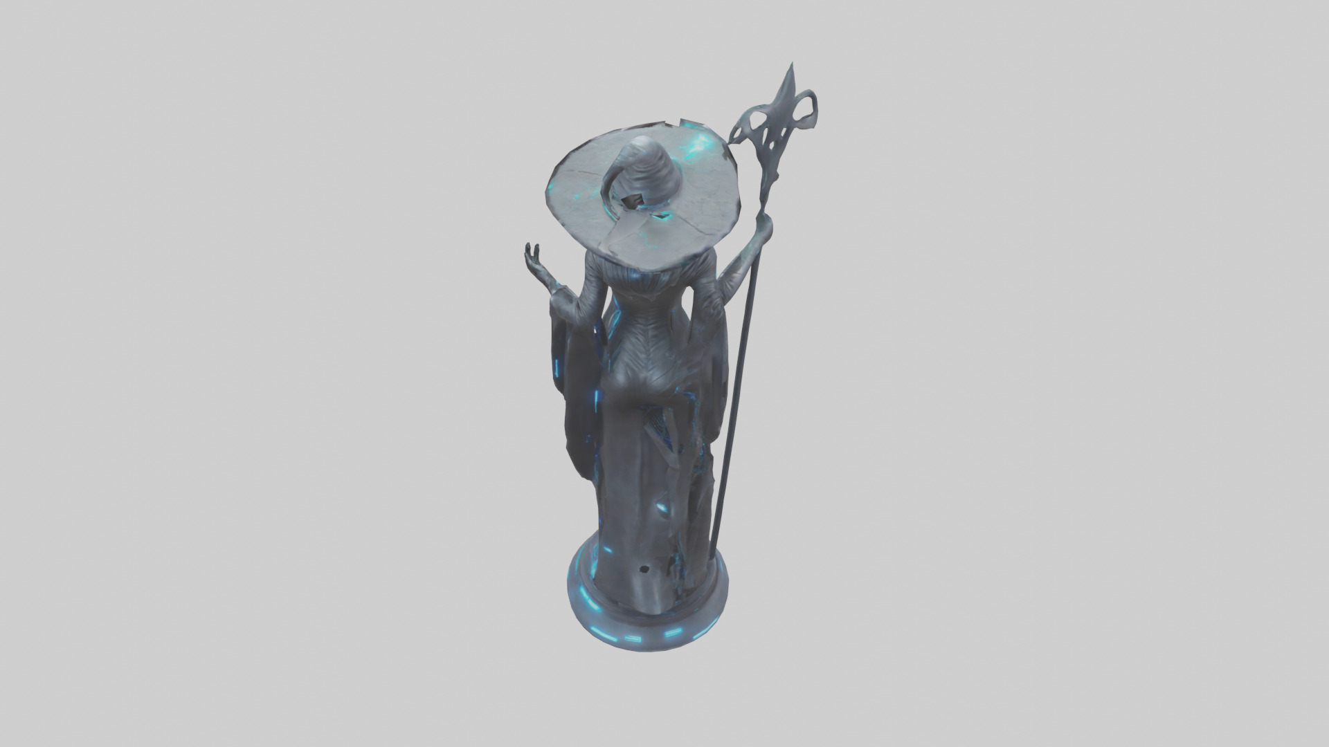 Futuristic Witch statue model Low-poly 3D model_15