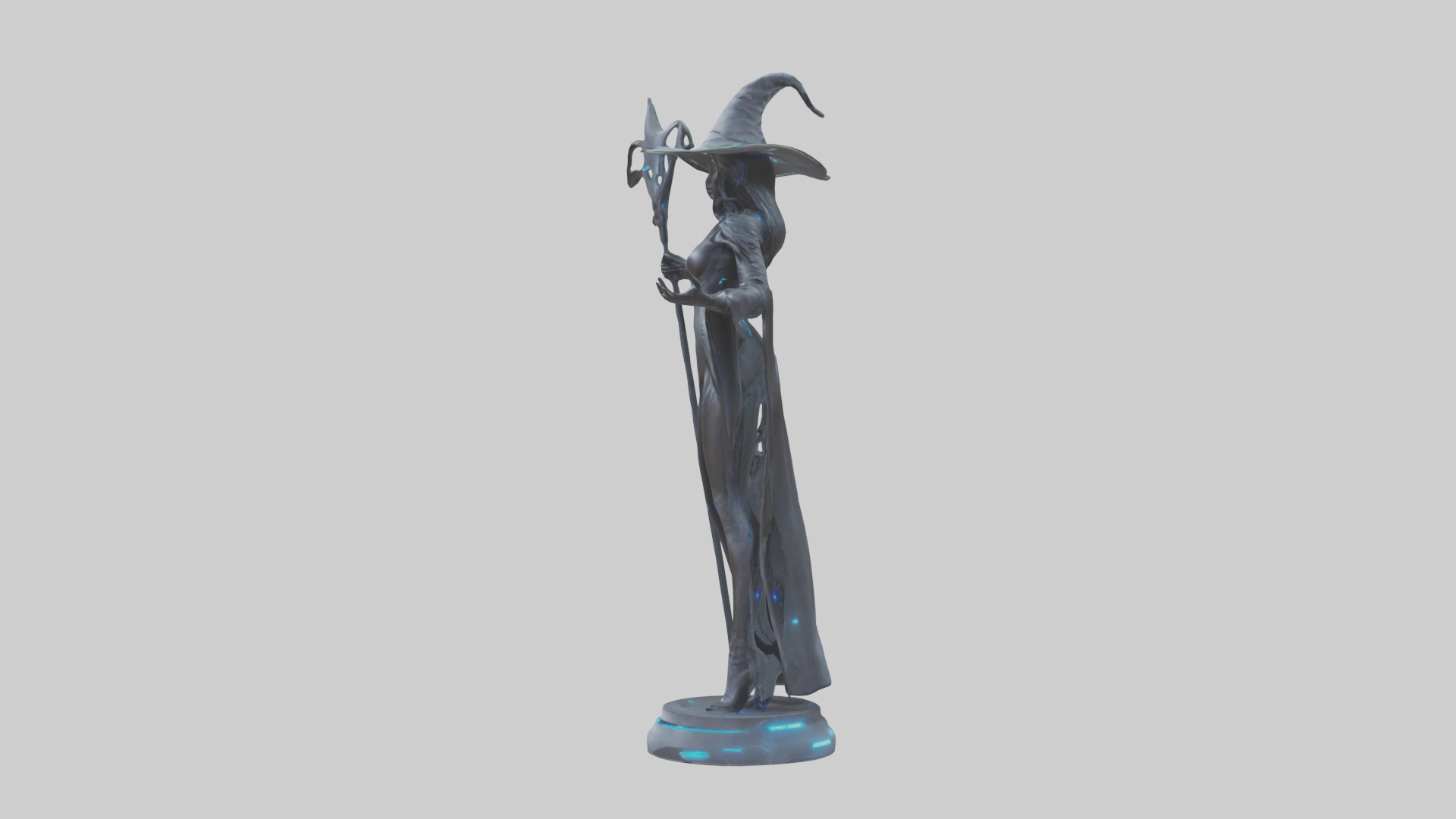 Futuristic Witch statue model Low-poly 3D model_12