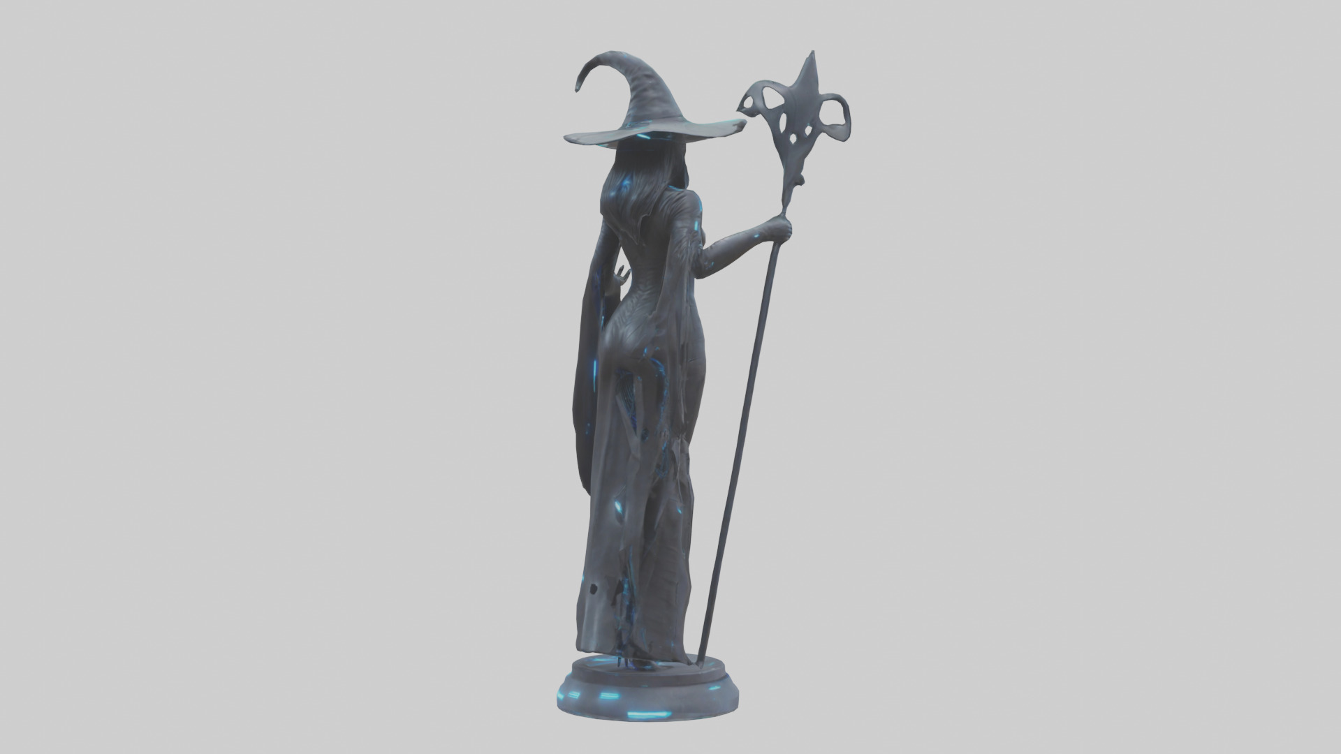 Futuristic Witch statue model Low-poly 3D model_3