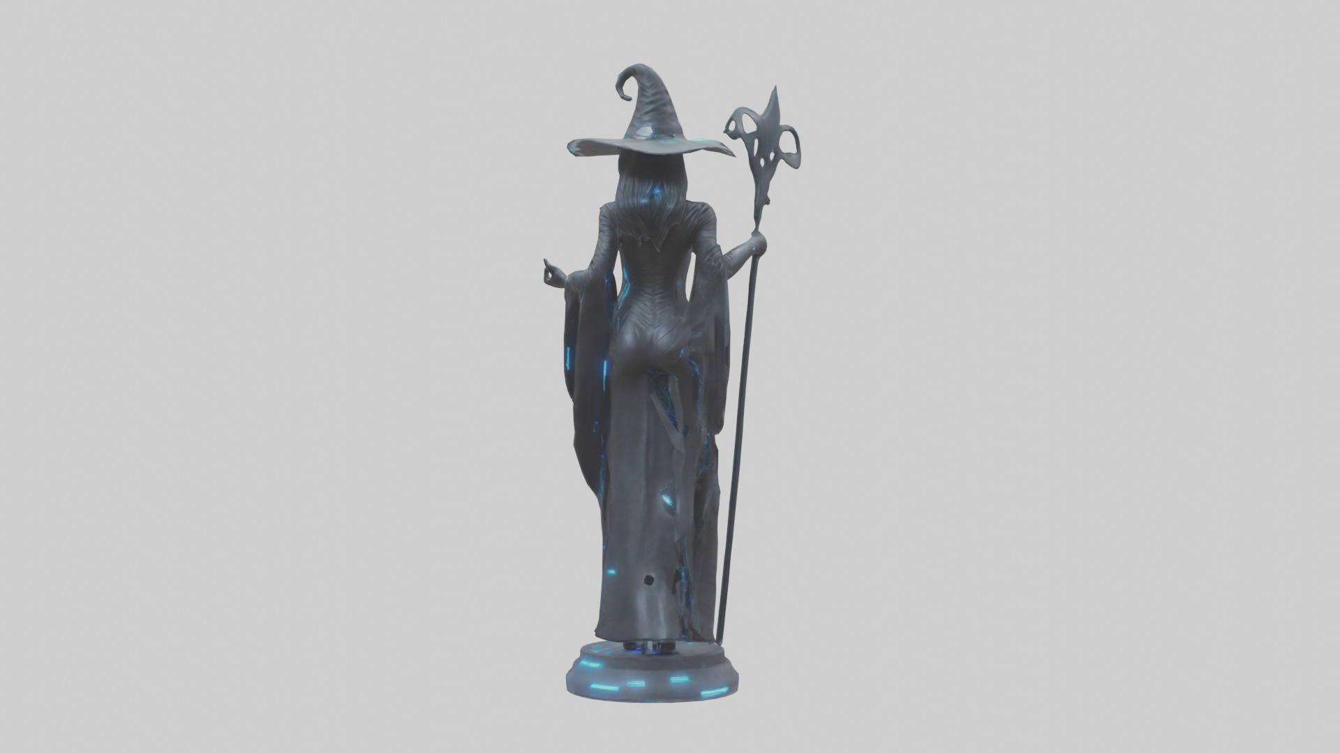 Futuristic Witch statue model Low-poly 3D model_1
