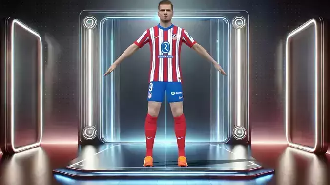 3D Rigged Alexander Sorloth Atletico Madrid 2025 Low-poly 3D model
