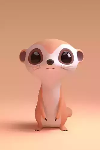 Cute meerkats Low-poly 3D model