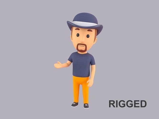 Cartoon Male Character Rigged 043 3D model