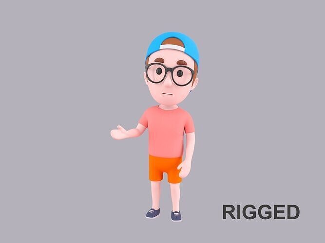 Cartoon Male Character Rigged 040 3D model