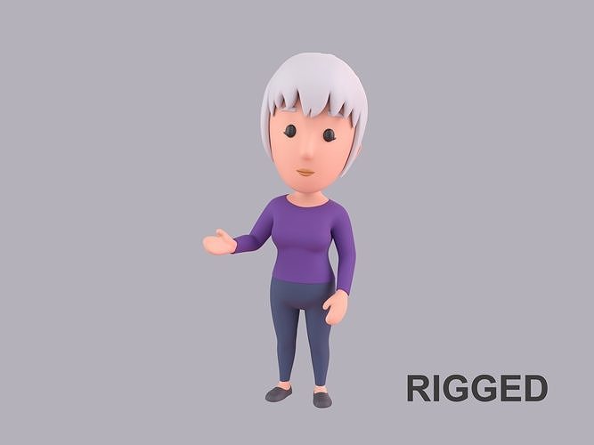 Cartoon Female Character Rigged 044 3D model
