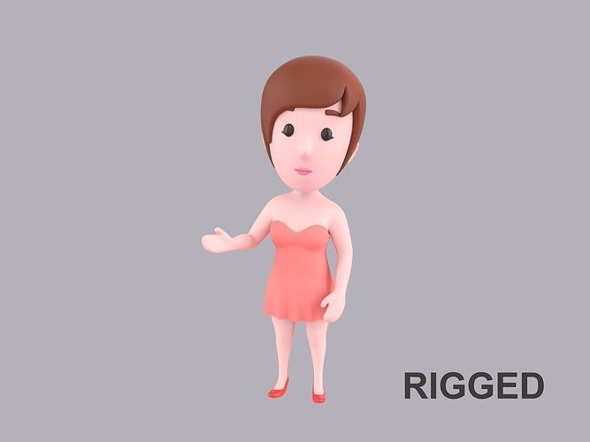 Cartoon Female Character Rigged 043 3D model