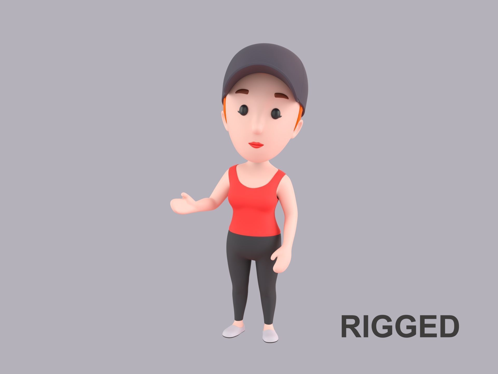Cartoon Female Character Rigged 041 3D model