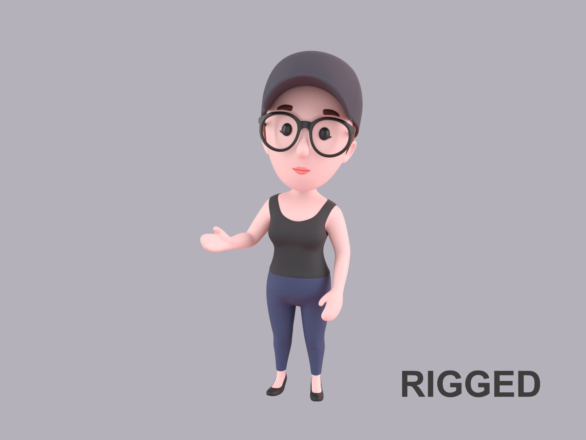 Cartoon Female Character Rigged 031 3D model
