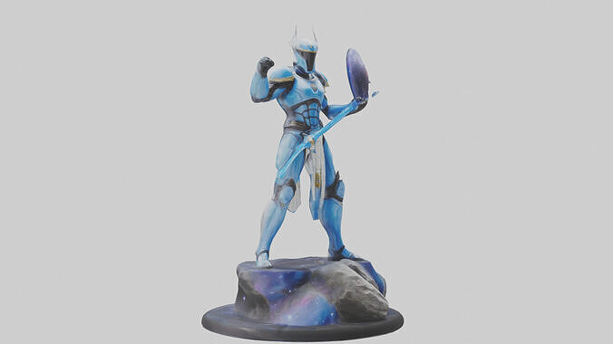 Galactic Warrior statue model Low-poly 3D model