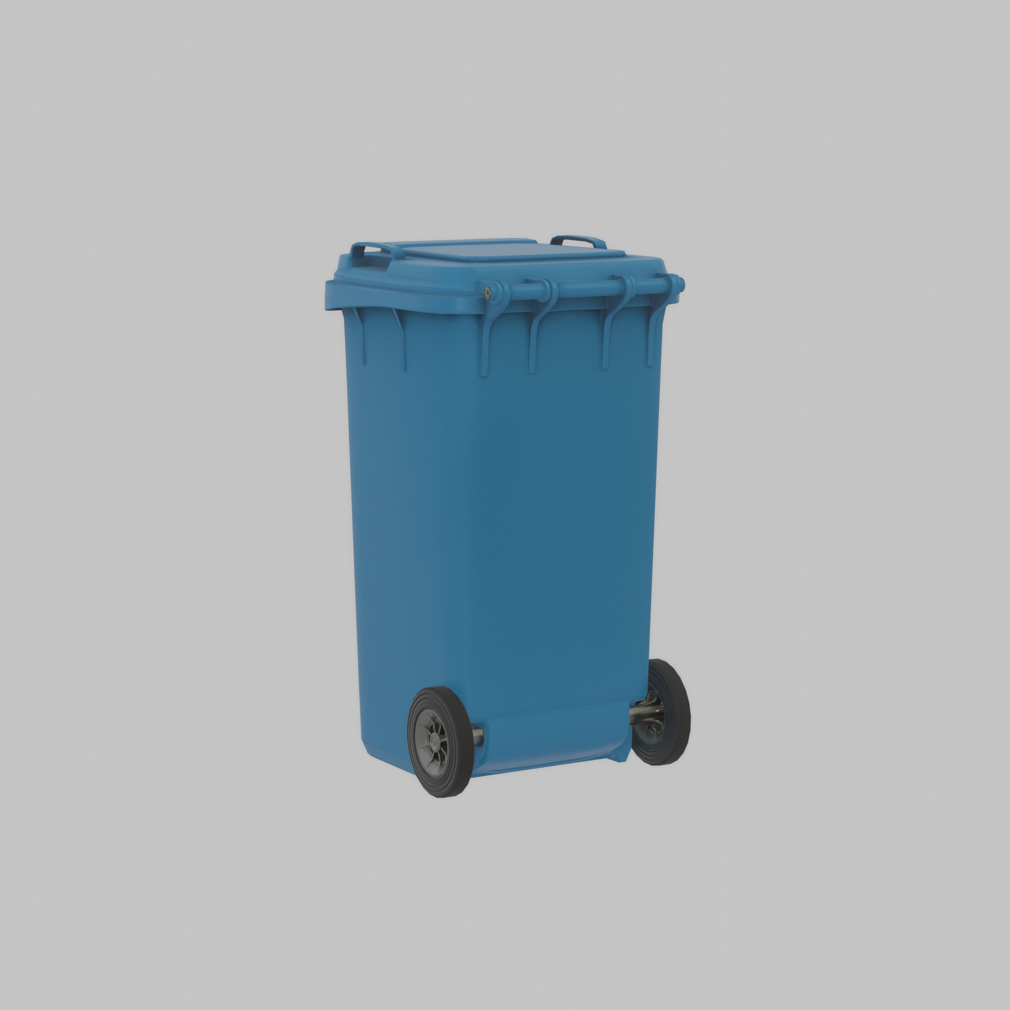 Plastic garbage can blue with wheels 240 L Low-poly 3D model_53
