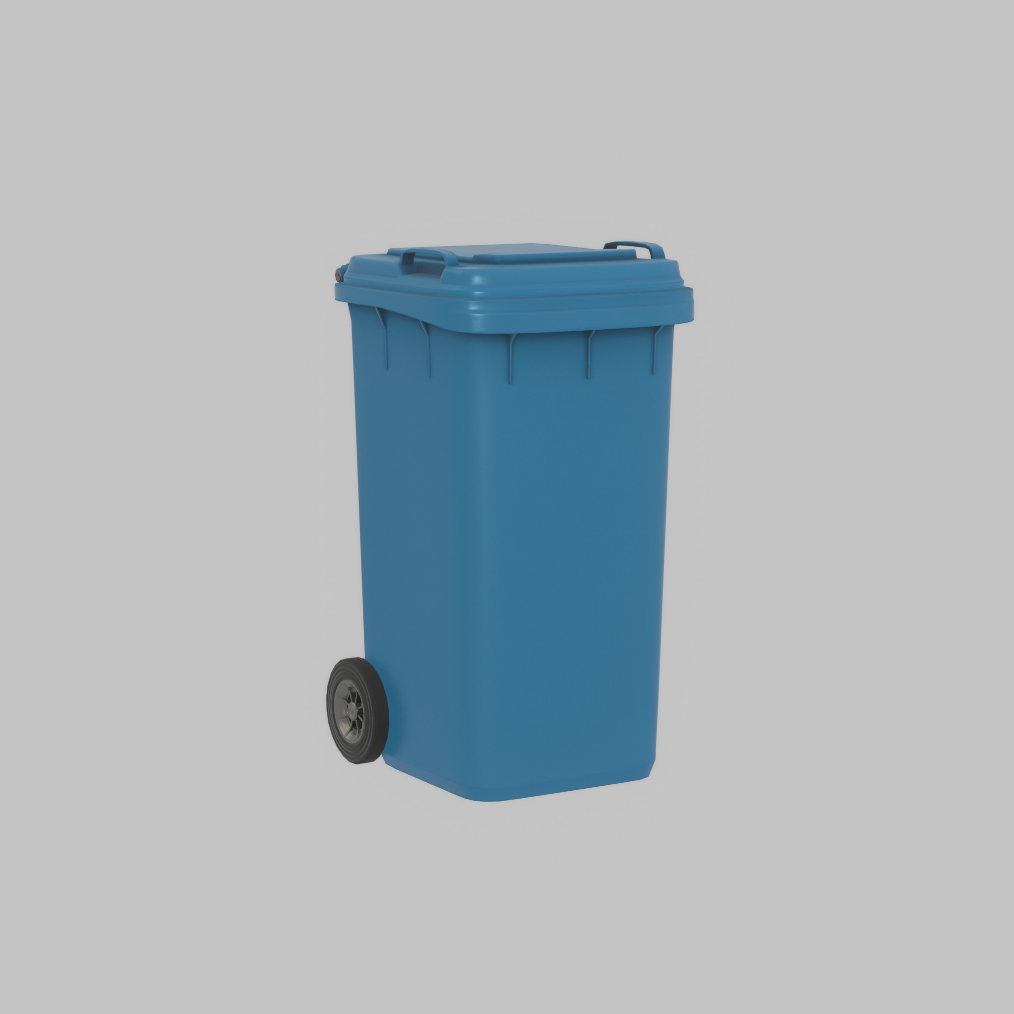 Plastic garbage can blue with wheels 240 L Low-poly 3D model_30