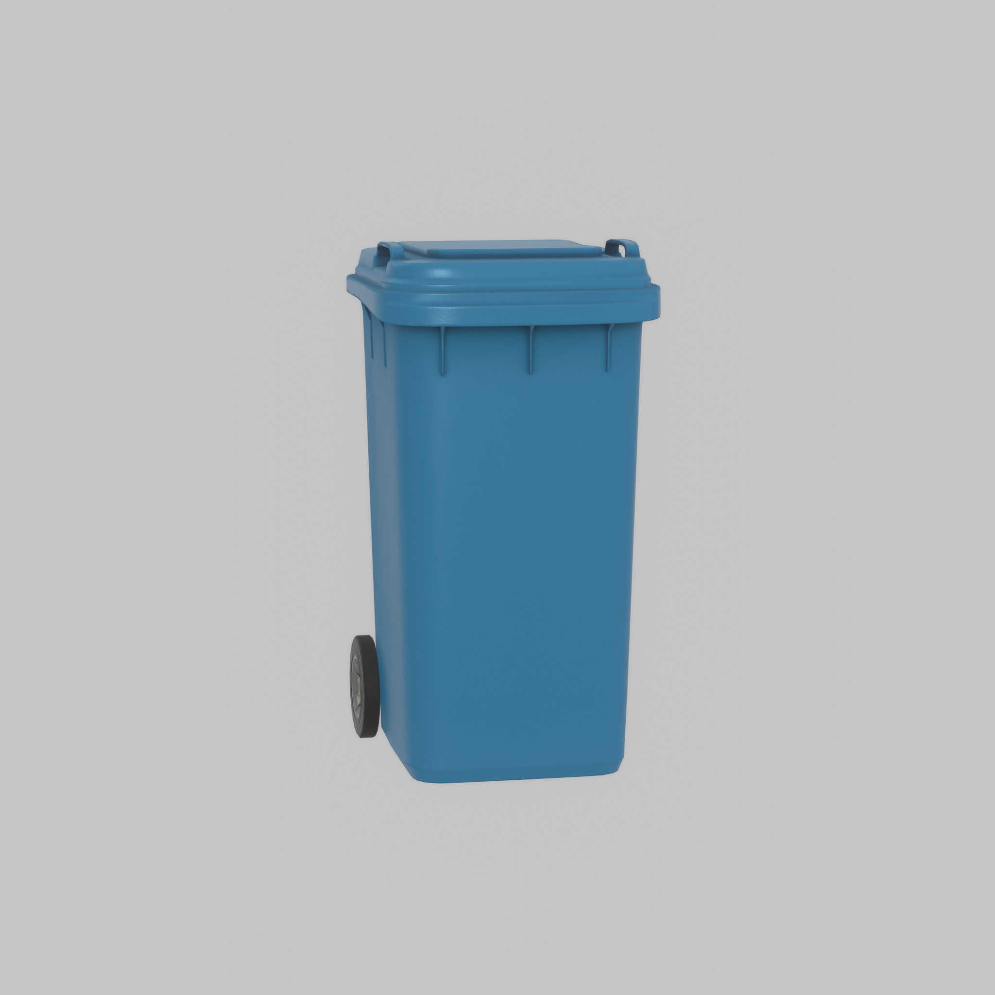 Plastic garbage can blue with wheels 240 L Low-poly 3D model_37