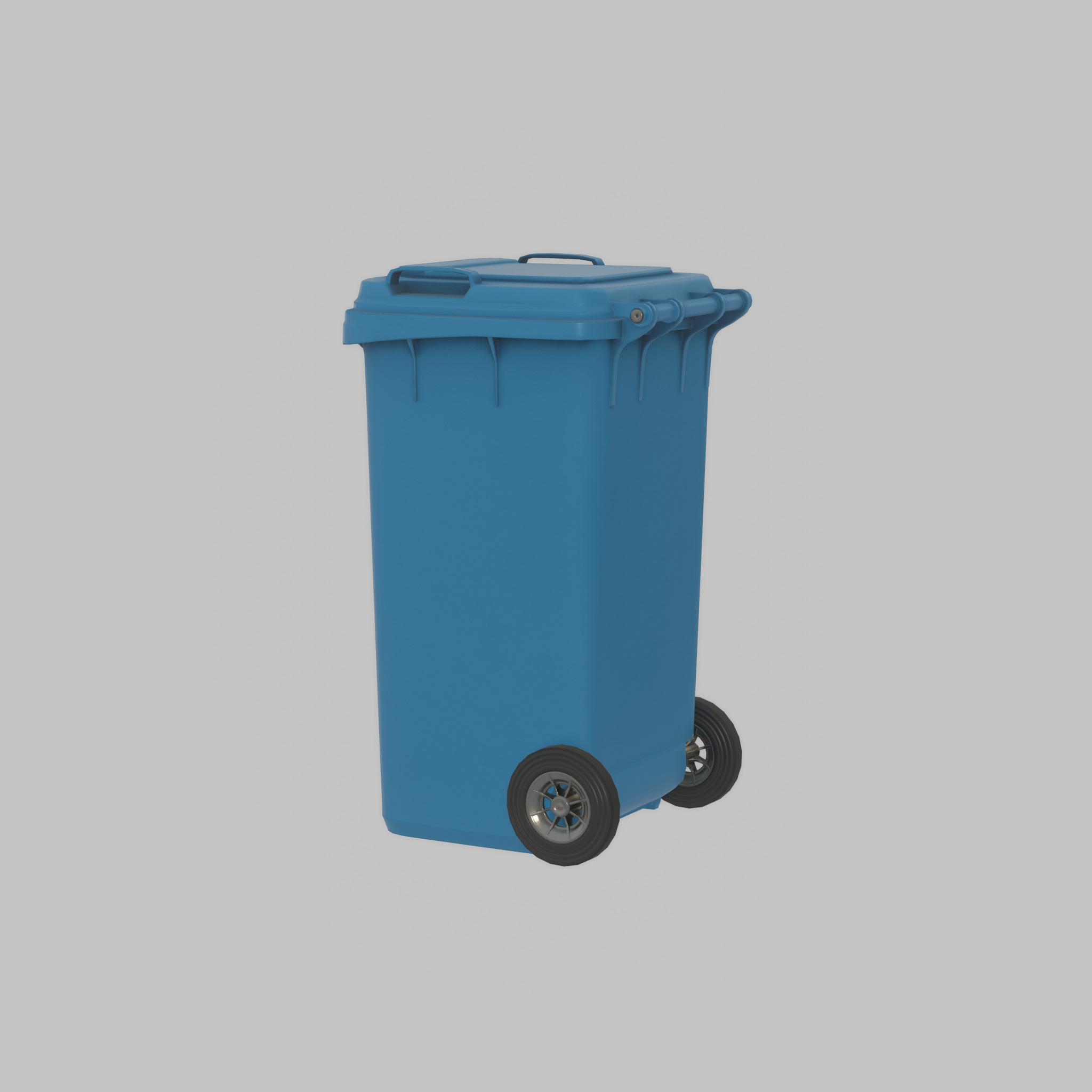 Plastic garbage can blue with wheels 240 L Low-poly 3D model_32