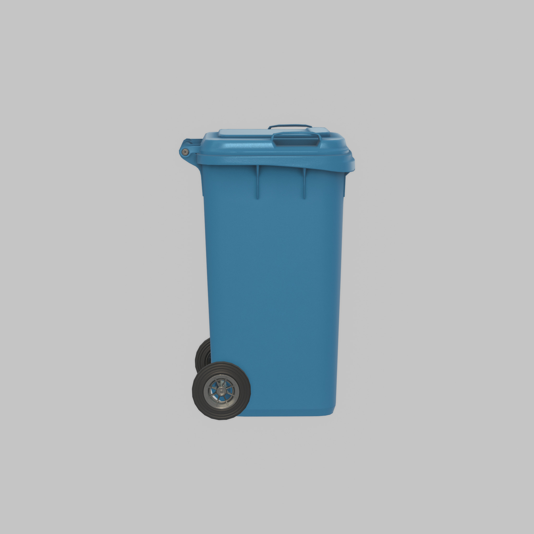 Plastic garbage can blue with wheels 240 L Low-poly 3D model_51