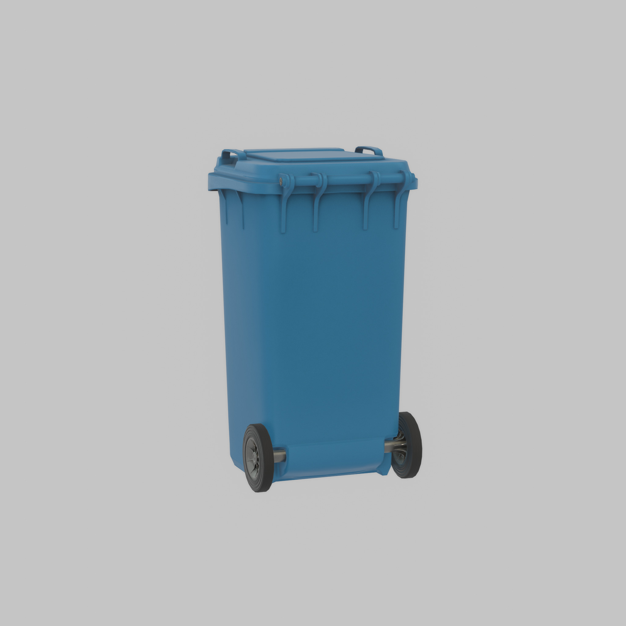 Plastic garbage can blue with wheels 240 L Low-poly 3D model_35