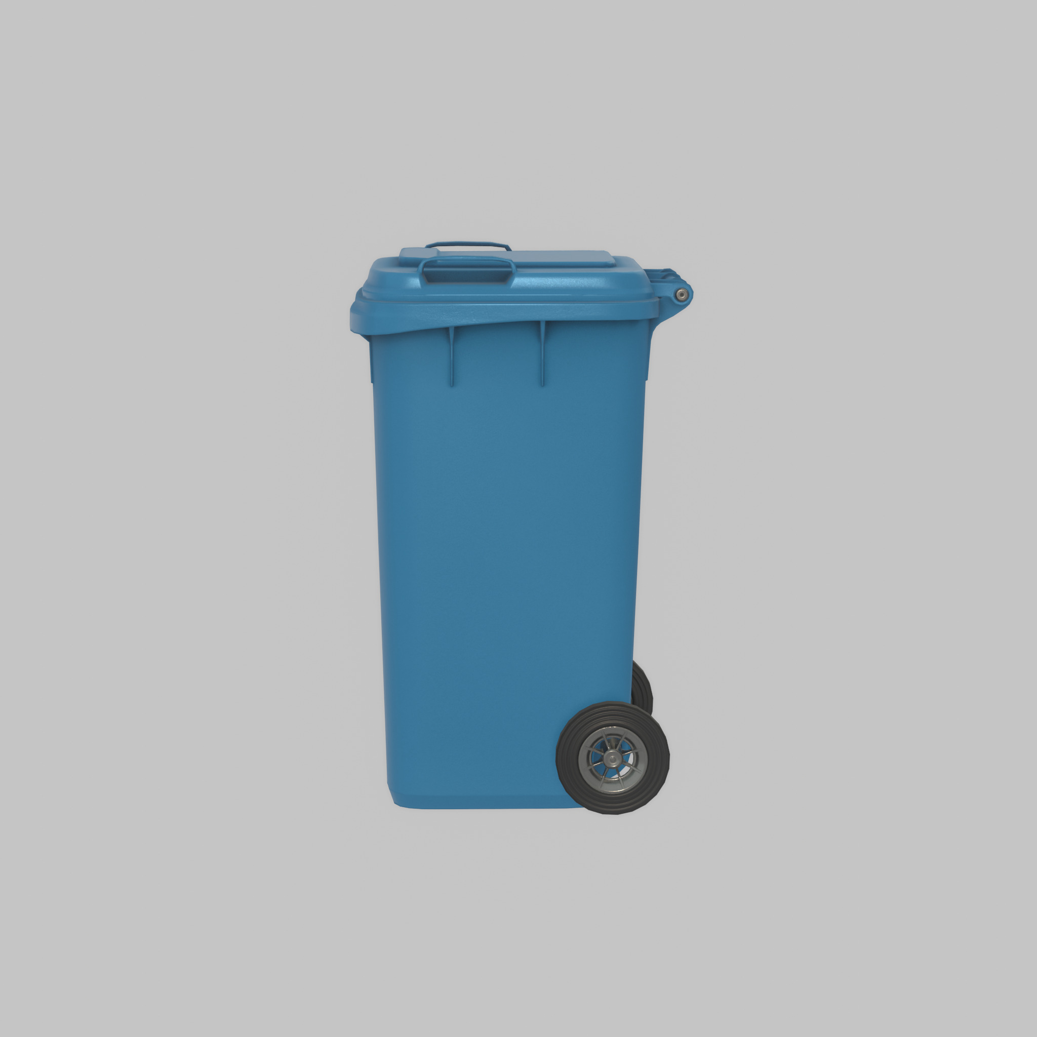 Plastic garbage can blue with wheels 240 L Low-poly 3D model_47