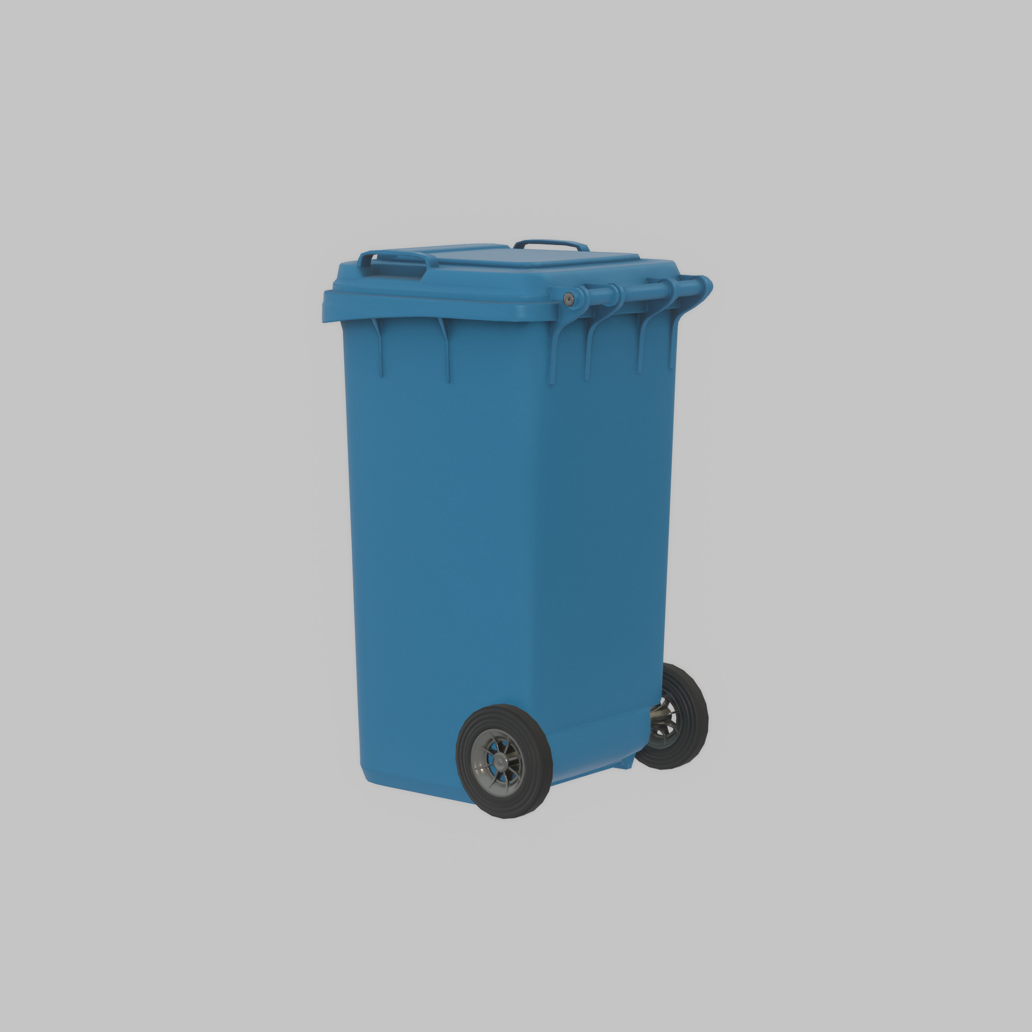Plastic garbage can blue with wheels 240 L Low-poly 3D model_52