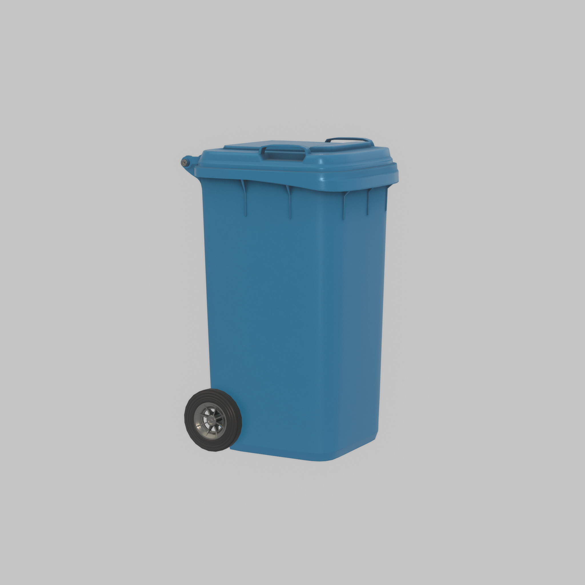 Plastic garbage can blue with wheels 240 L Low-poly 3D model_39