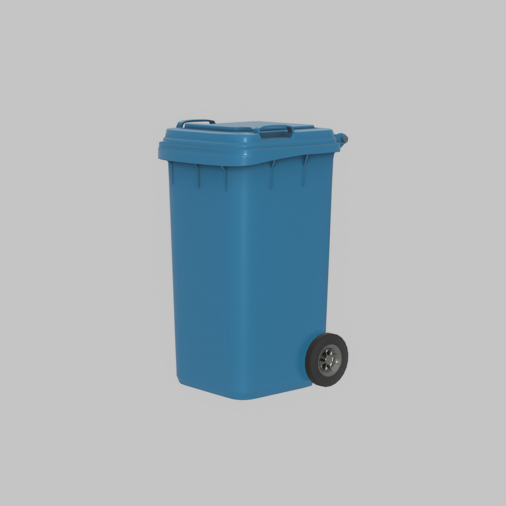 Plastic garbage can blue with wheels 240 L Low-poly 3D model_44