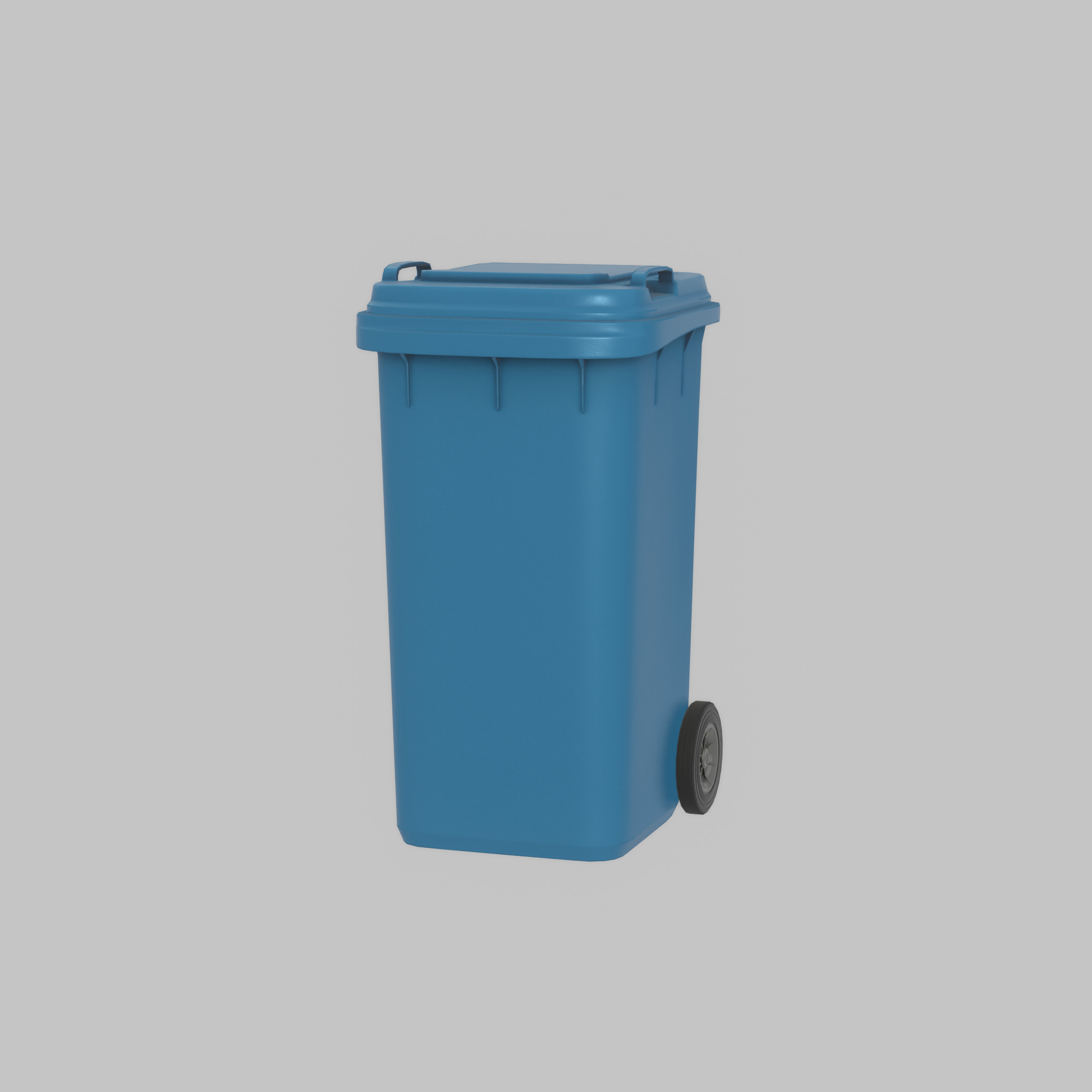 Plastic garbage can blue with wheels 240 L Low-poly 3D model_27