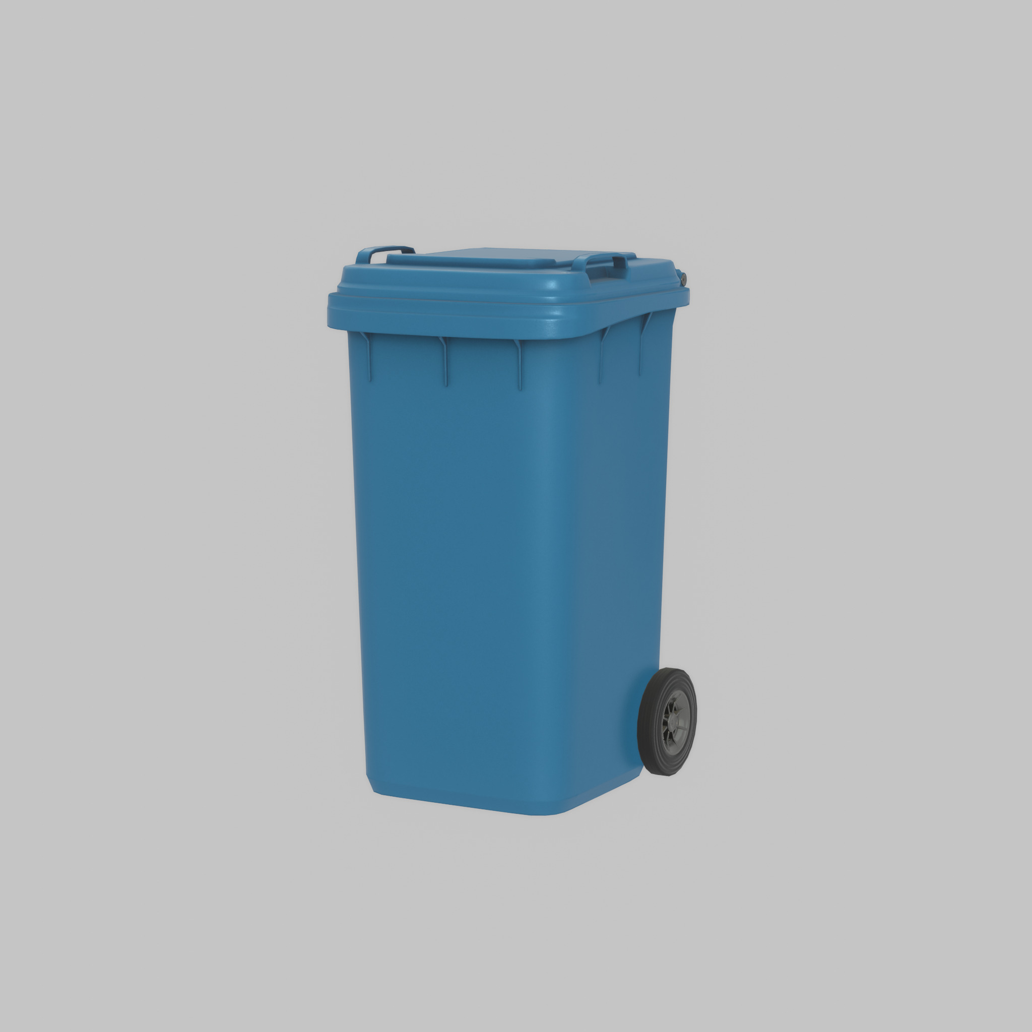 Plastic garbage can blue with wheels 240 L Low-poly 3D model_43