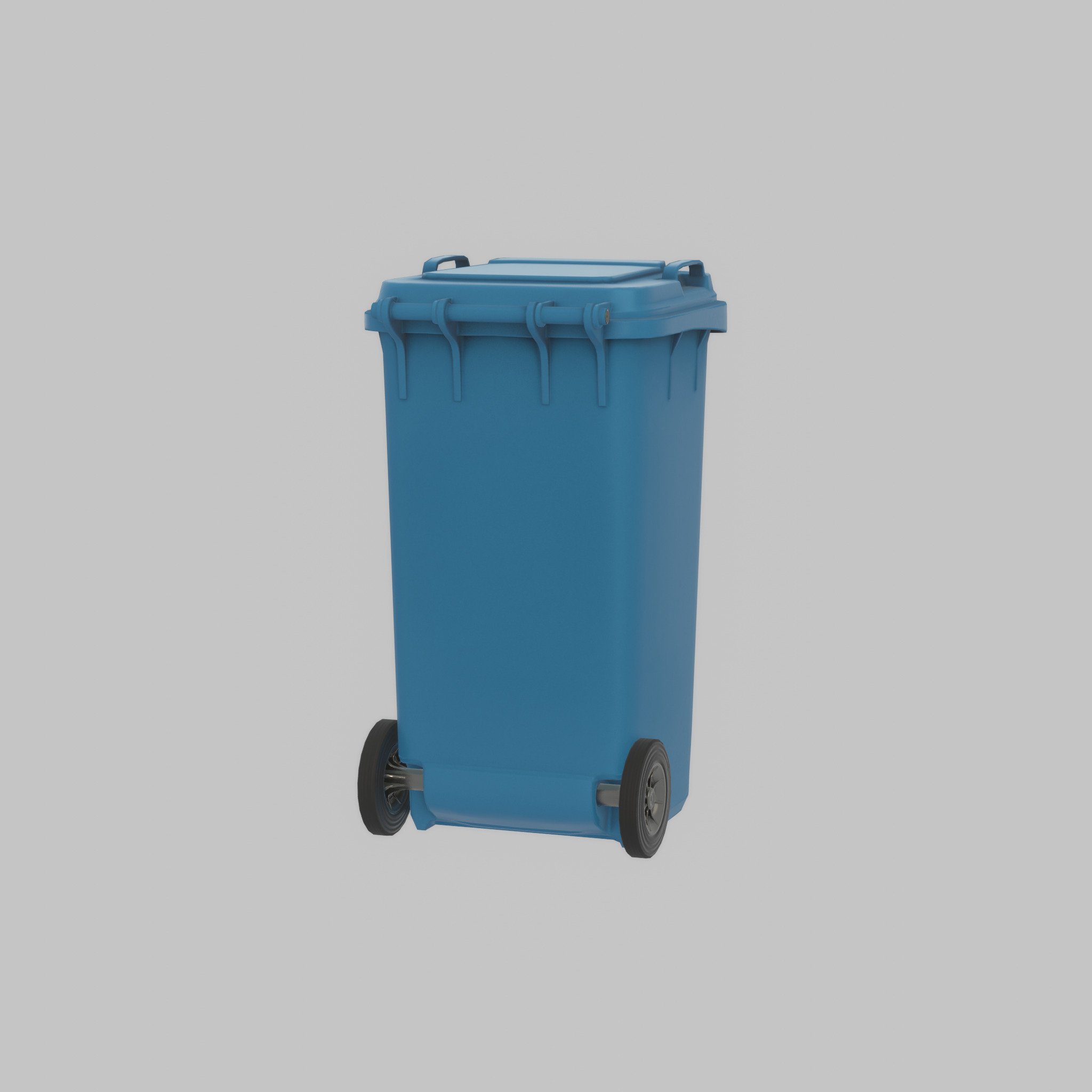 Plastic garbage can blue with wheels 240 L Low-poly 3D model_57